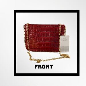 Women’s Red Faux croc Link Chain Bag